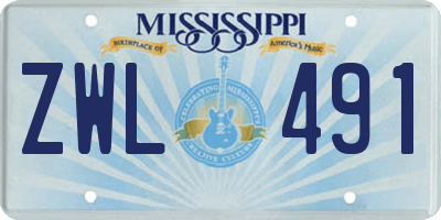 MS license plate ZWL491