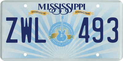 MS license plate ZWL493