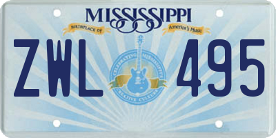 MS license plate ZWL495