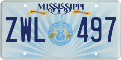 MS license plate ZWL497