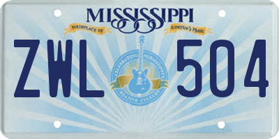 MS license plate ZWL504