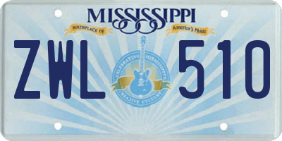 MS license plate ZWL510