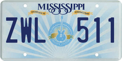 MS license plate ZWL511