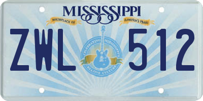 MS license plate ZWL512