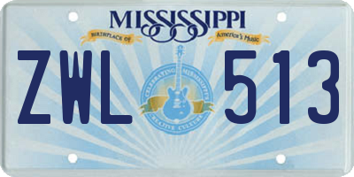 MS license plate ZWL513