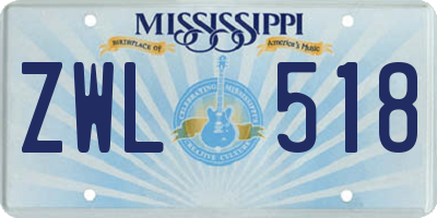 MS license plate ZWL518