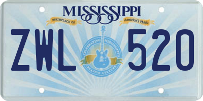 MS license plate ZWL520
