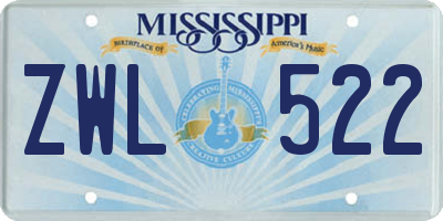 MS license plate ZWL522