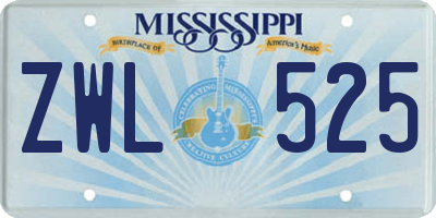 MS license plate ZWL525