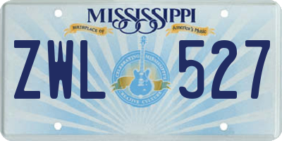 MS license plate ZWL527