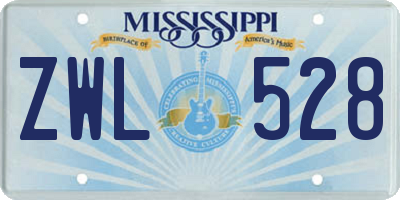 MS license plate ZWL528
