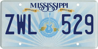 MS license plate ZWL529
