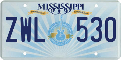 MS license plate ZWL530