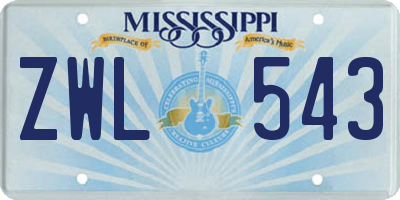 MS license plate ZWL543
