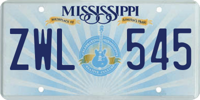 MS license plate ZWL545