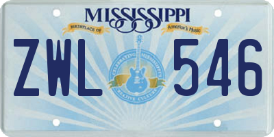 MS license plate ZWL546