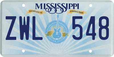 MS license plate ZWL548
