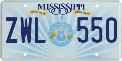 MS license plate ZWL550