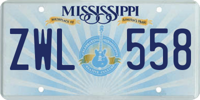 MS license plate ZWL558