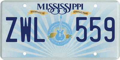 MS license plate ZWL559