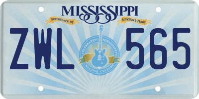 MS license plate ZWL565