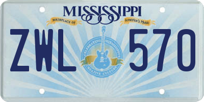 MS license plate ZWL570