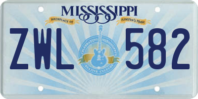 MS license plate ZWL582