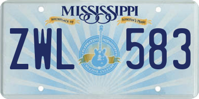 MS license plate ZWL583