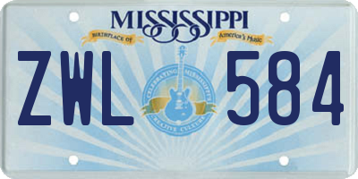 MS license plate ZWL584