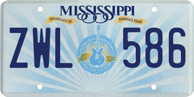 MS license plate ZWL586