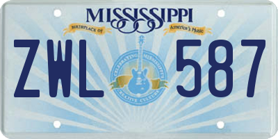 MS license plate ZWL587