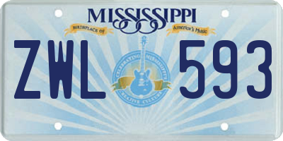 MS license plate ZWL593