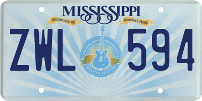 MS license plate ZWL594