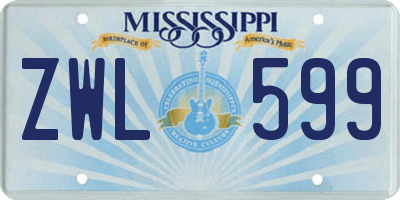 MS license plate ZWL599