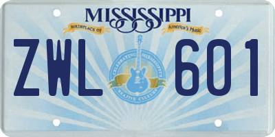MS license plate ZWL601