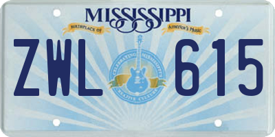 MS license plate ZWL615
