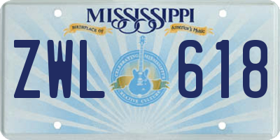 MS license plate ZWL618