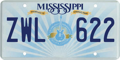MS license plate ZWL622