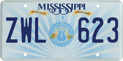 MS license plate ZWL623