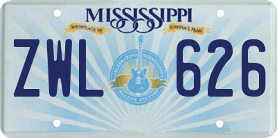 MS license plate ZWL626