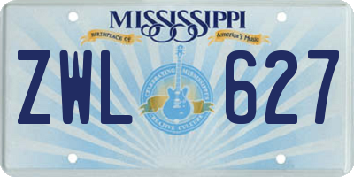 MS license plate ZWL627