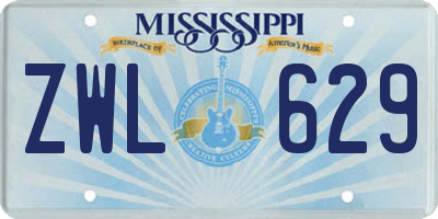 MS license plate ZWL629