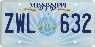 MS license plate ZWL632