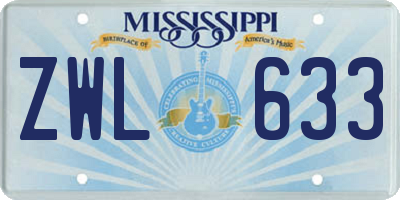 MS license plate ZWL633