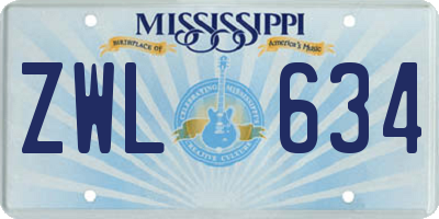 MS license plate ZWL634