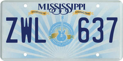 MS license plate ZWL637