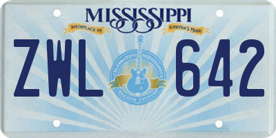 MS license plate ZWL642