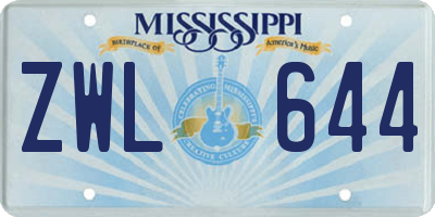 MS license plate ZWL644