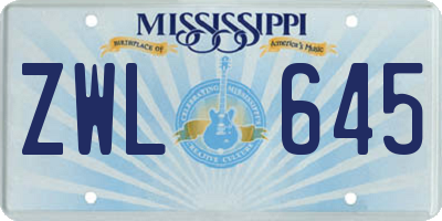MS license plate ZWL645