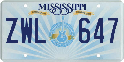 MS license plate ZWL647